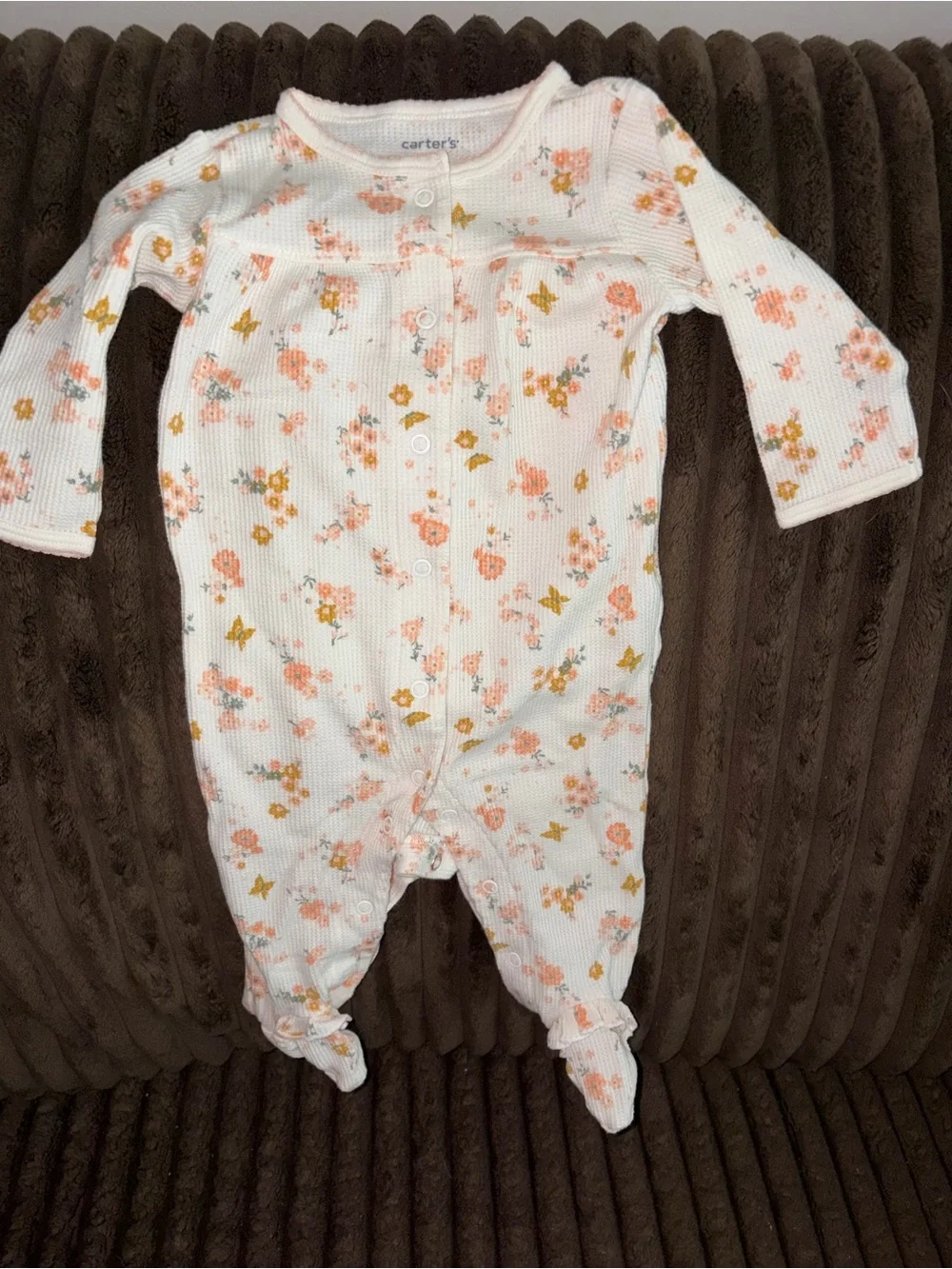 Carter's White Floral Baby One-Piece Footed Sleeper